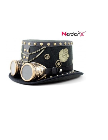 Cappello STEAMPUNK a Cilindro Nero stile Deluxe Vittoriano con Occhiali  generico, Cosplay, Accessori e gadgets cosplay